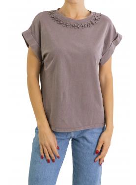 Maglia girocollo con perle in argento 